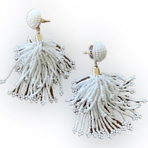 Rachel Zoe PANACEA white beaded tassel earrings.